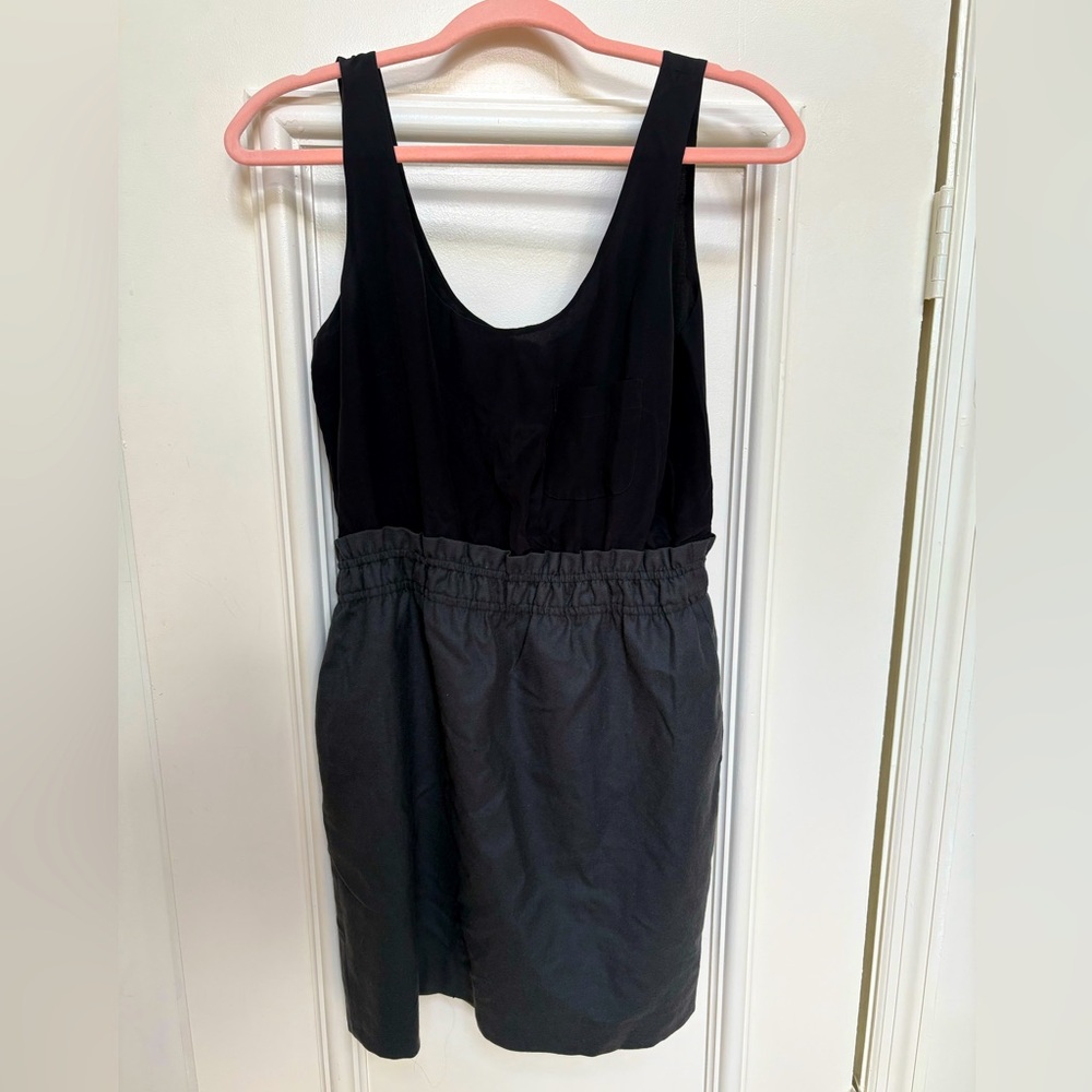 J.Crew Black & Charcoal Silk/Wool Tank Dress - Size 4